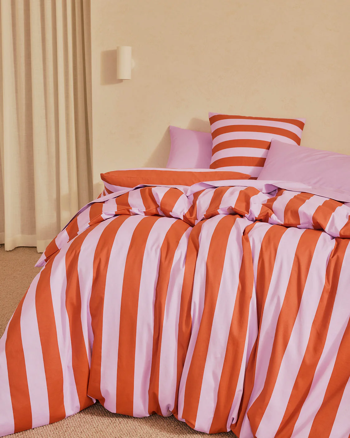 European Pillowcase - Grapefruit Stripes - Image 3