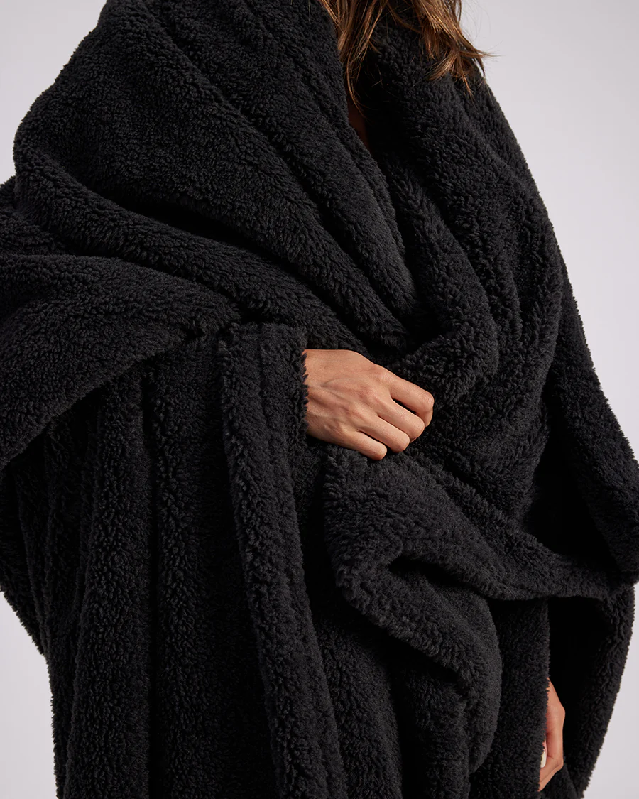 Faux Fur Throw Blanket - Charcoal - Image 6