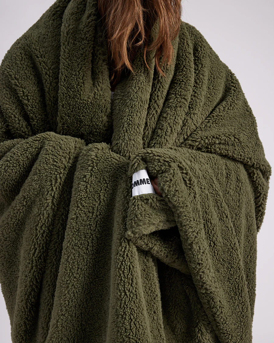 Faux Fur Throw Blanket - Olive - Image 4