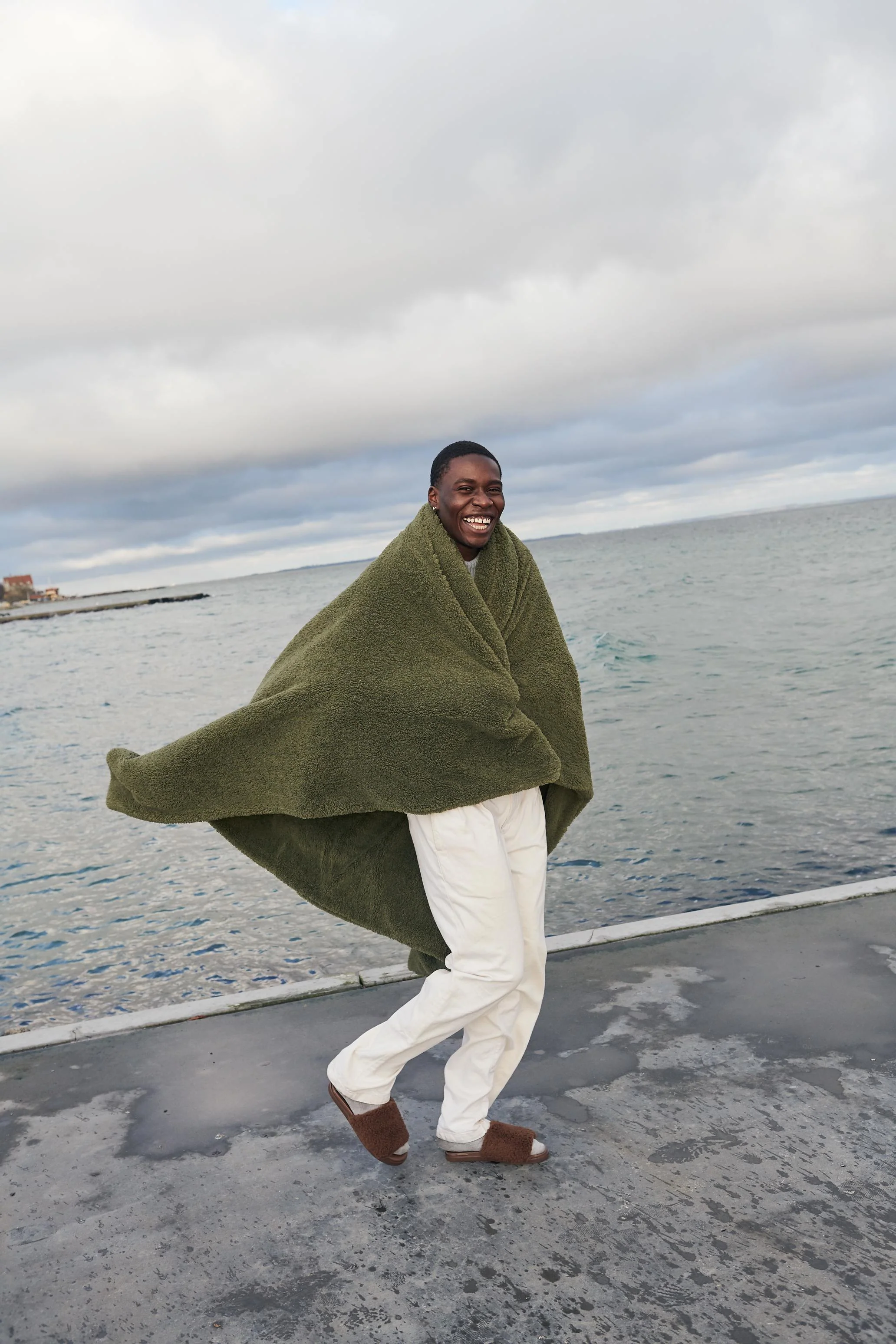 Faux Fur Throw Blanket - Olive - Image 5